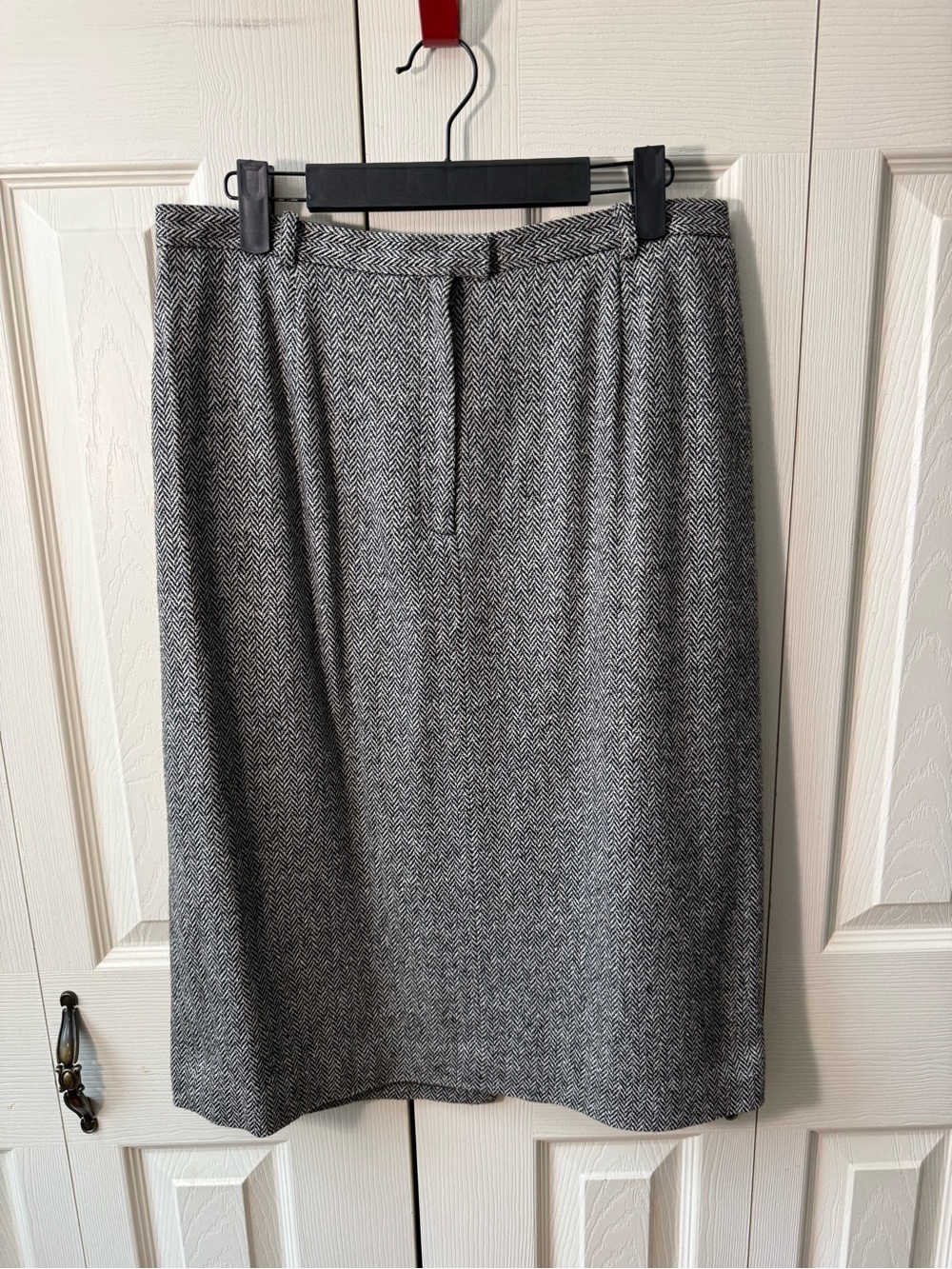 Vintage 1980s/90s Lands’ End Herringbone Silk Wool Blend Skirt Women’s Size 12